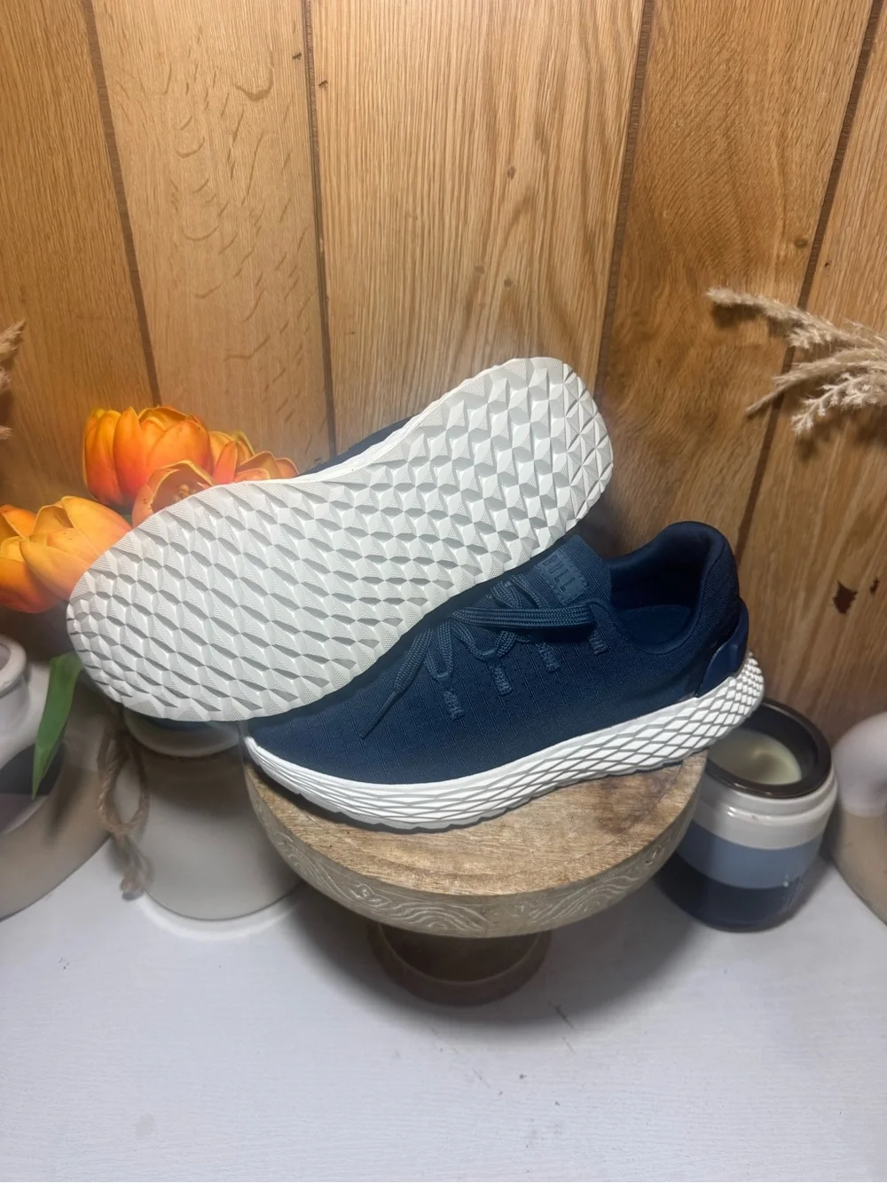 NOBULL Navy Blue Knit Trainer with White Sole